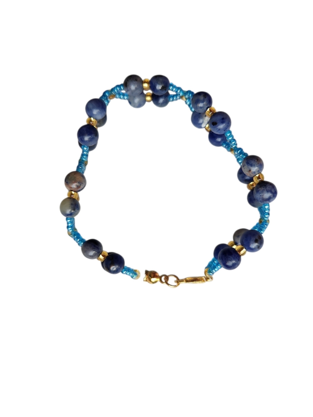 Blue Sodalite Beaded Double-Strand Bracelet - Picture 2 of 3